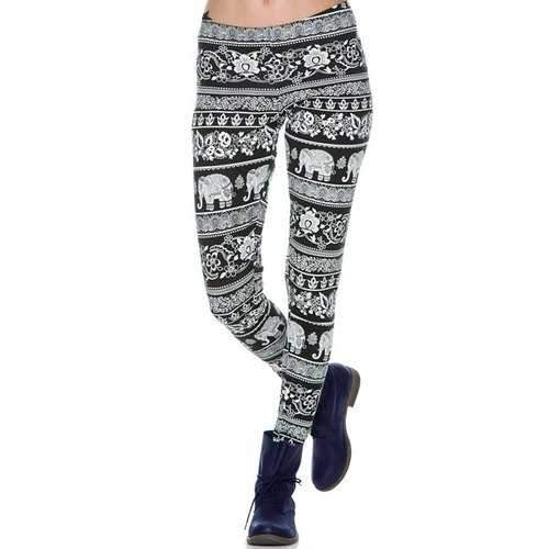 Chic Elastic Waist Totem Print Leggings For Women - Black 2xl