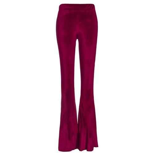 Stylish Wine Red Women's Velvet Pants - Wine Red Xl