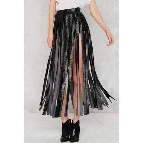 Stylish Skirting With Fate Fringe Women's Skirt - Black M
