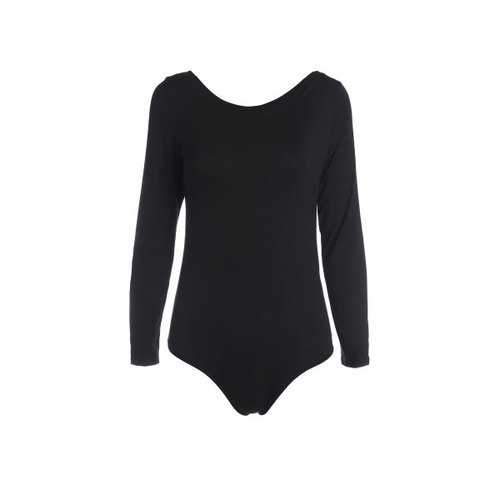 Stylish Scouted Open Back Women's Bodysuit - Black S