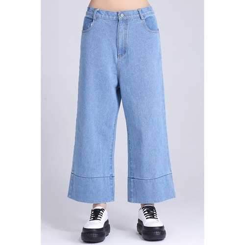Casual Loose-Fitting Ninth Jeans For Women - Blue M