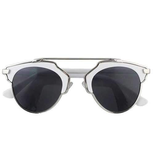 Chic Metal Bar Embellished Full Frame Sunglasses For Women - White