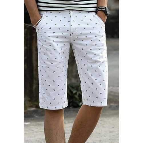 Trendy Zip Fly Printing Shorts For Men - White 34
