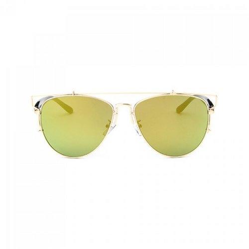 Chic Metal Bar Embellished Golden Frame Sunglasses For Women - Golden