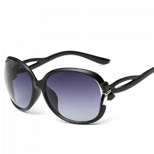 Tiny Bow Embellished Hollow Out Leg Affordable Polarized Sunglasses - Black