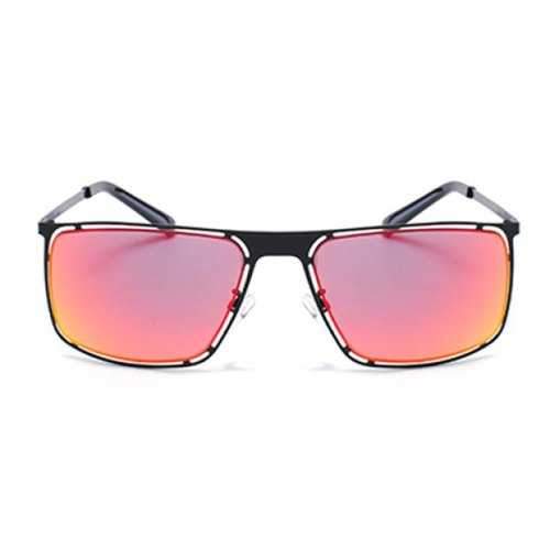 Chic Hollow Out Black Alloy Rectangle Frame Sunglasses For Women - Water Red