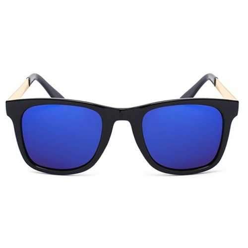 Chic Golden Alloy Leg Black Frame Sunglasses For Women - Deep Blue