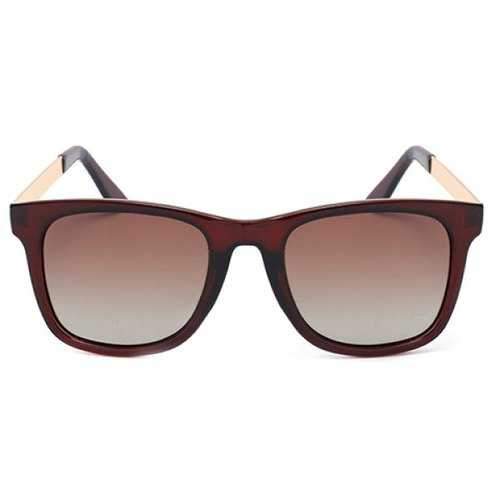 Chic Golden Alloy Leg Tea-Colored Frame Sunglasses For Women - Tea-colored