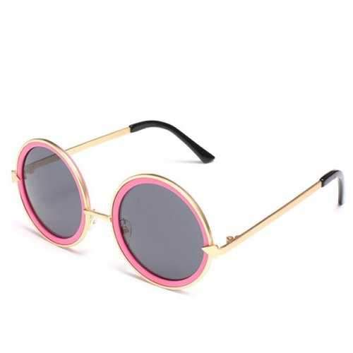 Chic Arrow Shape Embellished Double Round Frame Sunglasses For Women - Pink