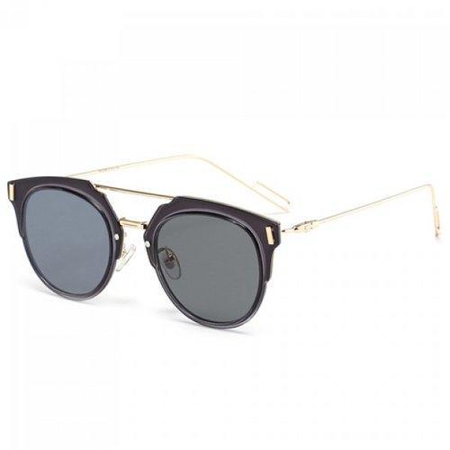 Chic Golden Alloy Leg Match Black Frame Sunglasses For Women - Black Grey