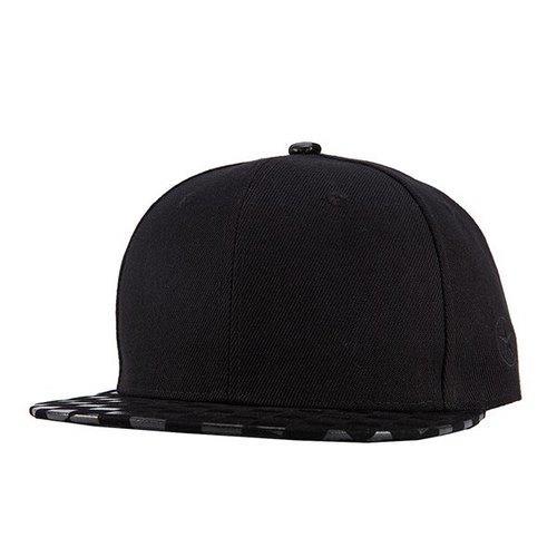 Stylish Checkered Pattern Brim Black Baseball Cap For Men - Black