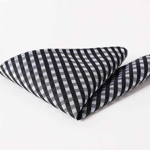 Stylish Checkered Pattern Wedding or Party Business Suit Pocket Square For Men - Black