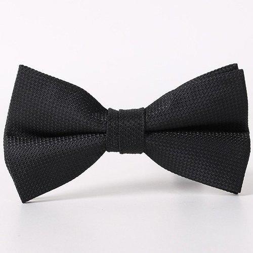 Stylish Braid Jacquard Formal Banquet Party Black Bow Tie For Men - Black