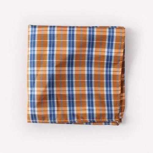 Stylish Tartan Pattern Formal Banquet Party Business Suit Pocket Square For Men - Orange