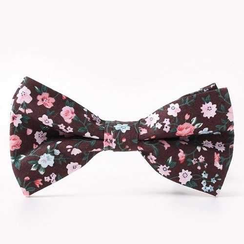 Stylish Tiny Flowers Pattern Wedding Banquet Party Double-Deck Bow Tie For Men - Coffee