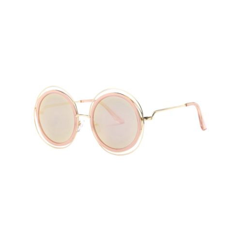 Stylish Cut Out Round Mirrored Sunglasses - Rose Gold