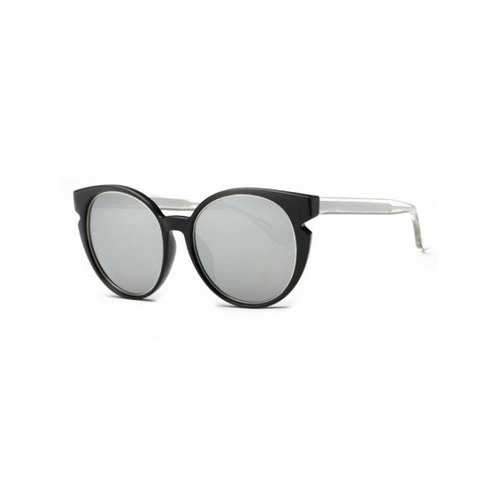 Stylish Full Frame Cat Eye Mirrored Sunglasses - Silver