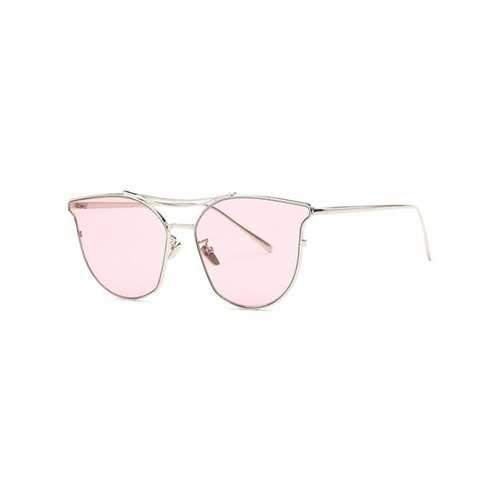 Stylish Full Frame Pilot Cat Eye Sunglasses - Purplish Red