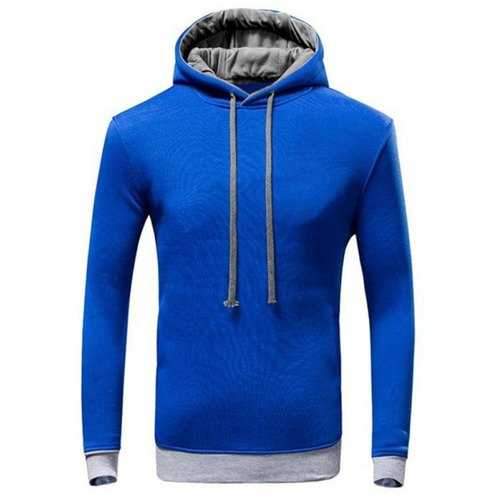 Color Block Loose-Fitting Long Sleeve Hoodie For Men - Blue+gray S