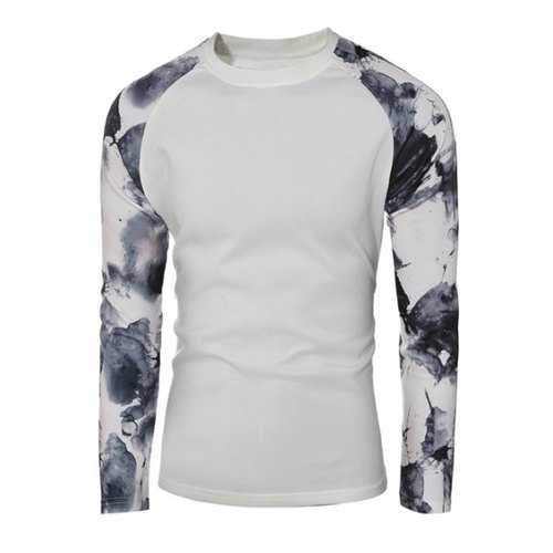 Splatter Paint Crew Neck Raglan Sleeve Pullover Sweatshirt - White Xl