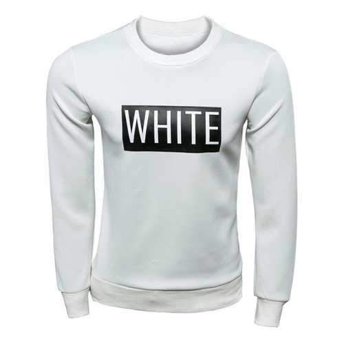 Letter Print Crew Neck Long Sleeve Sweatshirt - White L