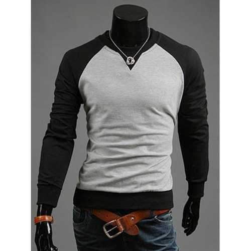 Brief Style Color Blocks Spliced Sweatshirt - Black Xl