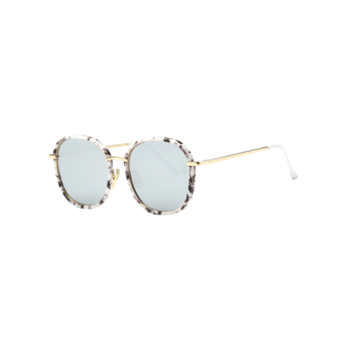 Street Marble Oversized Square Mirrored Sunglasses - White