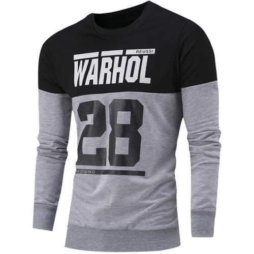 Number and Letter Print Color Block Sweatshirt - Black Xl