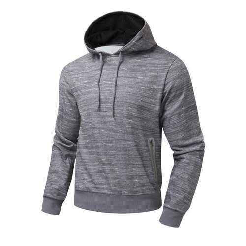 Zipper Pocket Design Marled Hoodie - Gray Xl