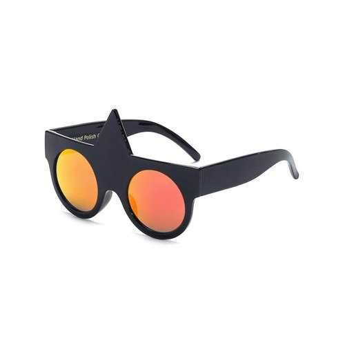 Funny Unicorn Design Round Mirrored Sunglasses - Red