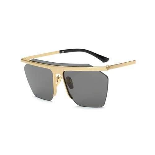 Joy-Ride Rimless Cut Out Square Sunglasses - Golden