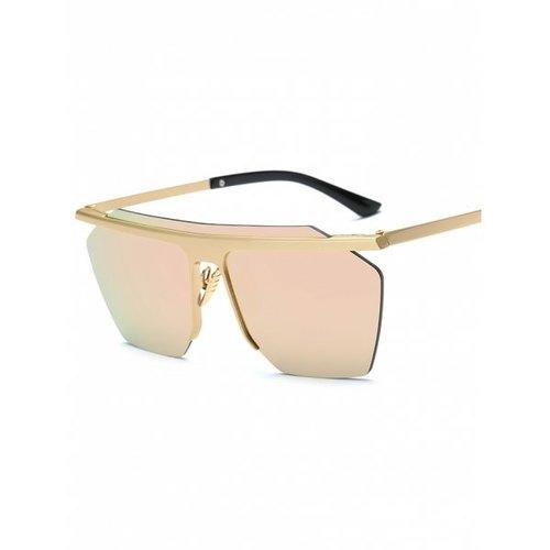 Joy-Ride Rimless Mirrored Square Sunglasses - Pink