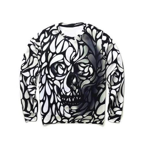 Paisley Skull Print Long Sleeve Pullover Sweatshirt - Palomino Xl
