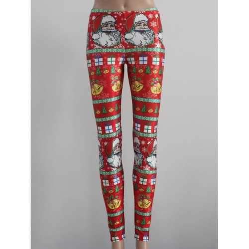 Tight Fit Christmas Leggings - Red L