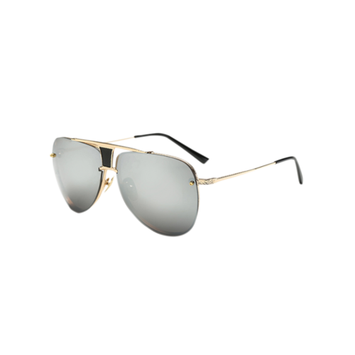 Streetwear Trapezoid Hollow Out Pilot Mirrored Sunglasses - Golden