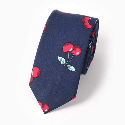 Cherry Pattern 6CM Width Tie - Deep Blue