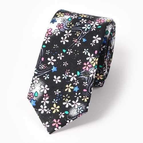Flower and Jellyfish Pattern 6CM Width Tie - Black