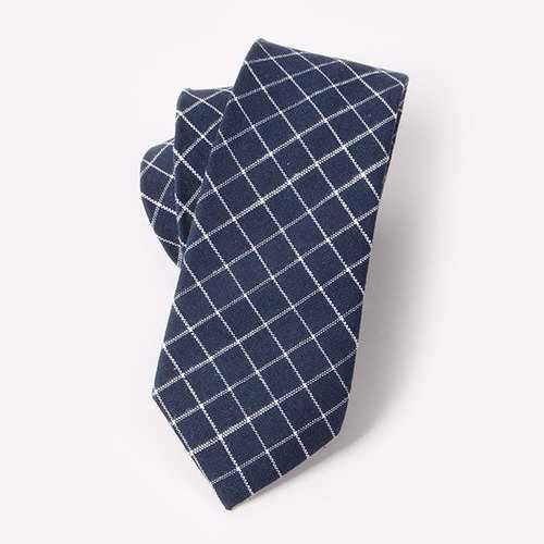 Gingham Pattern 6.5CM Width Tie - Deep Blue