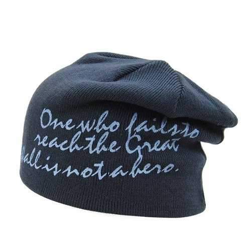 Warm Graphic Double-Deck Knit Beanie - Deep Blue
