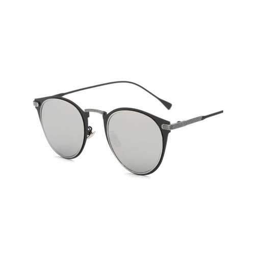Cool Metal Cat Eye Mirrored Sunglasses - Silver