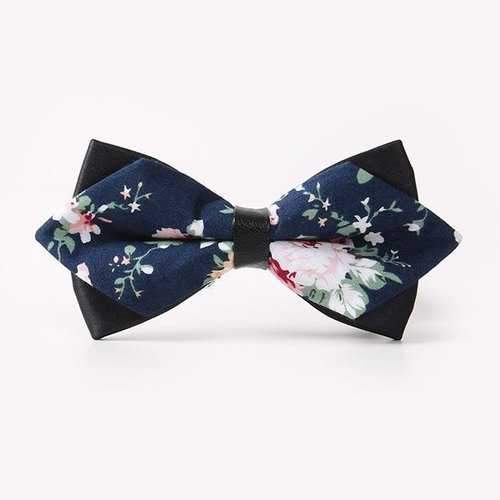 Banquet Peony Sharp-Angled Double-Deck Bow Tie - Cadetblue
