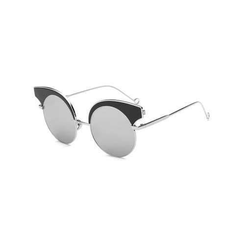 Cool Round Lens Butterfly Mirror Sunglasses - Silver