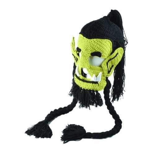 Handmade Knitted Easter Monster Mask Hat - Fluorescent Yellow