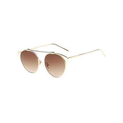 Travel Hollow Out Angle Oval Sunglasses - Tea-colored