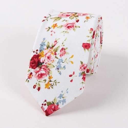 6CM Width Little Flower Printed Neck Tie - Red