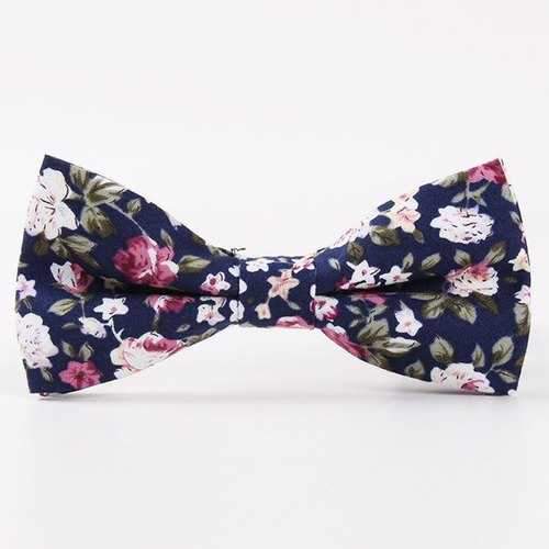 Vintage Little Floral Print Bow Tie - Deep Blue