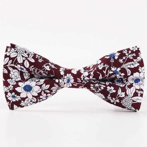 Bridegroom Floral Shivering Printed Bow Tie - Dark Red