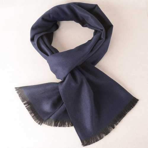 Winter Texture Fringe Scarf - Deep Blue