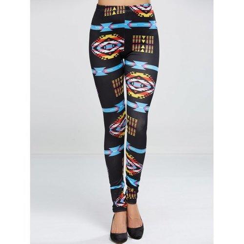 Stretchy Geometry Leggings - Black M