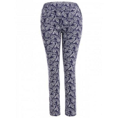 Skinny Flower Print Leggings - Deep Blue L